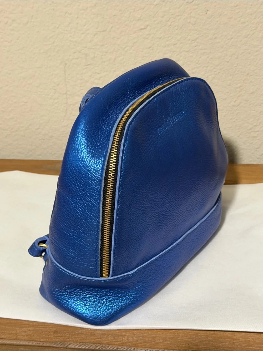 NWT Portland Leather convertible backpack Rue Comet Blue Metallic